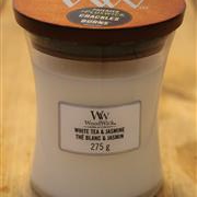 WoodWick Candle - White Tea &amp; Jasmine - Medium 275g Jar